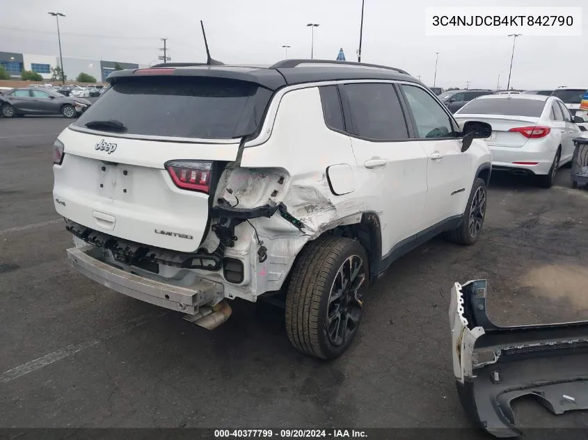 2019 Jeep Compass Limited 4X4 VIN: 3C4NJDCB4KT842790 Lot: 40377799