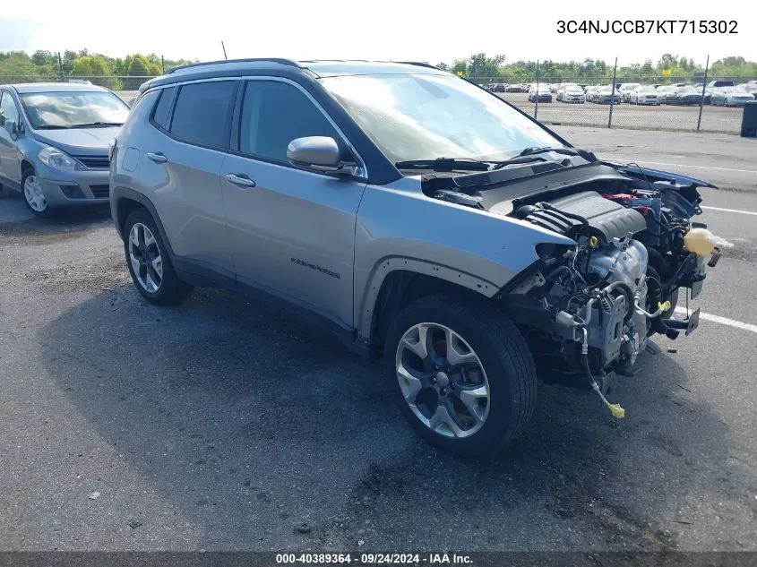 2019 Jeep Compass Limited Fwd VIN: 3C4NJCCB7KT715302 Lot: 40389364