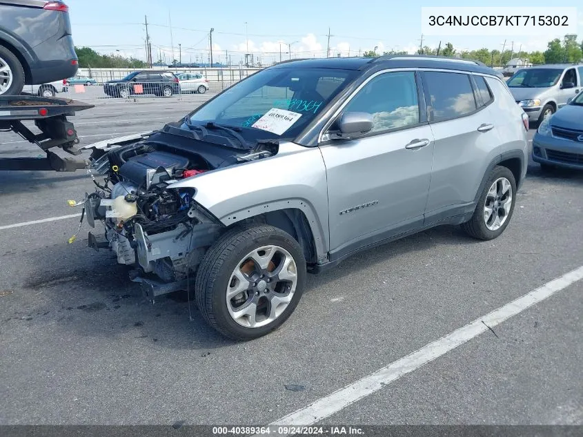 2019 Jeep Compass Limited Fwd VIN: 3C4NJCCB7KT715302 Lot: 40389364