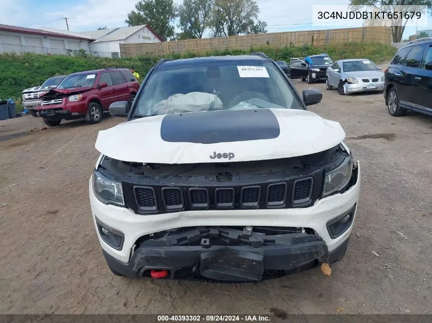 2019 Jeep Compass Trailhawk VIN: 3C4NJDDB1KT651679 Lot: 40393302