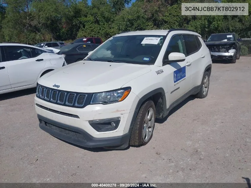 2019 Jeep Compass Latitude Fwd VIN: 3C4NJCBB7KT802912 Lot: 40400278