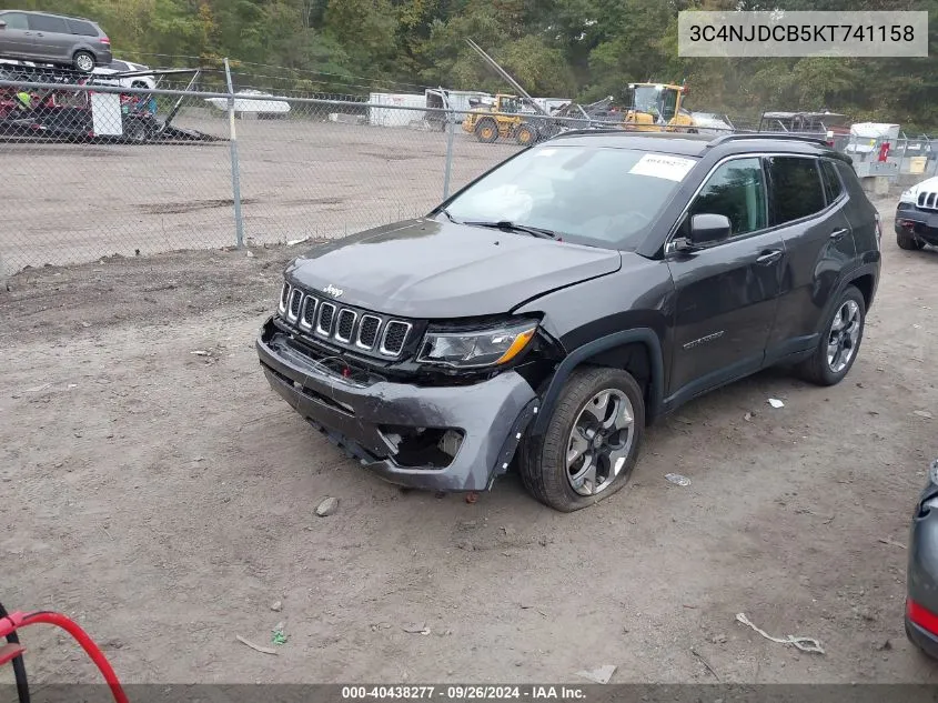 2019 Jeep Compass Limited 4X4 VIN: 3C4NJDCB5KT741158 Lot: 40438277