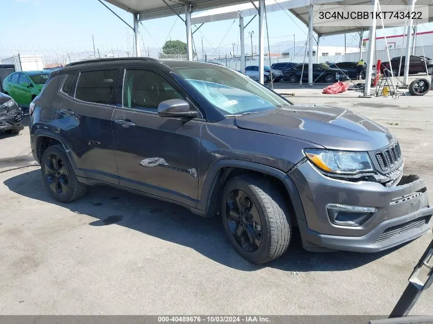 2019 Jeep Compass Altitude Fwd VIN: 3C4NJCBB1KT743422 Lot: 40489676