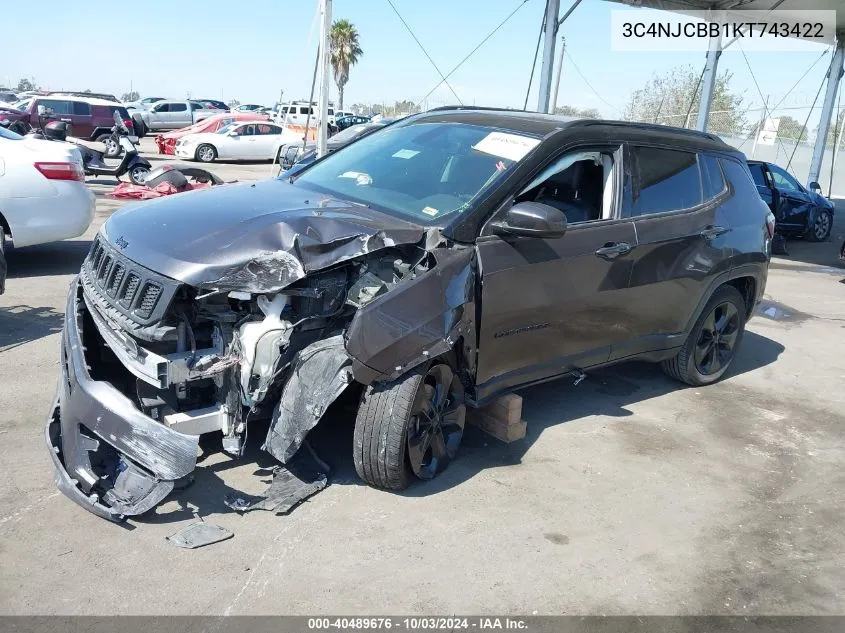 2019 Jeep Compass Altitude Fwd VIN: 3C4NJCBB1KT743422 Lot: 40489676