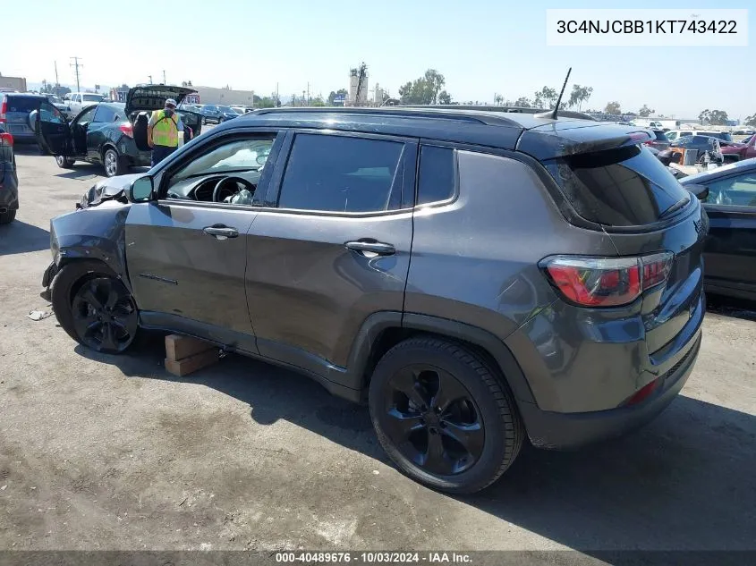 2019 Jeep Compass Altitude Fwd VIN: 3C4NJCBB1KT743422 Lot: 40489676