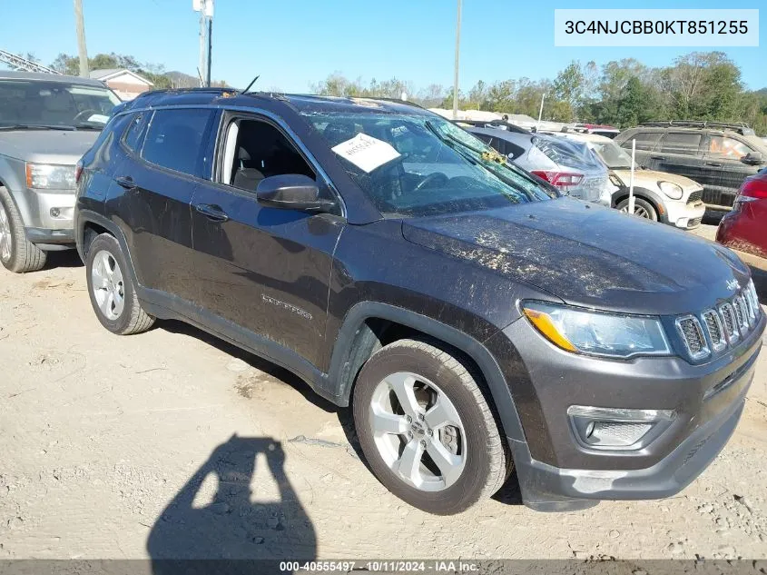 2019 Jeep Compass Latitude Fwd VIN: 3C4NJCBB0KT851255 Lot: 40555497