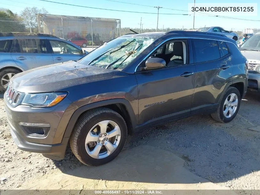 2019 Jeep Compass Latitude Fwd VIN: 3C4NJCBB0KT851255 Lot: 40555497