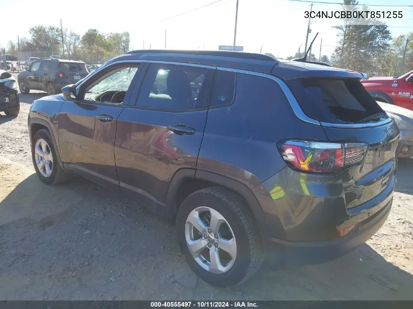 2019 Jeep Compass Latitude Fwd VIN: 3C4NJCBB0KT851255 Lot: 40555497