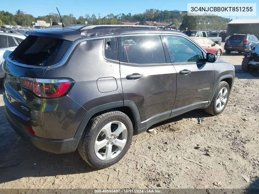 2019 Jeep Compass Latitude Fwd VIN: 3C4NJCBB0KT851255 Lot: 40555497