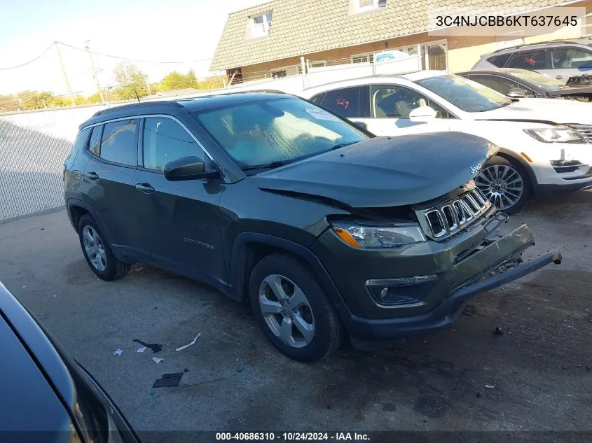 2019 Jeep Compass Latitude Fwd VIN: 3C4NJCBB6KT637645 Lot: 40686310