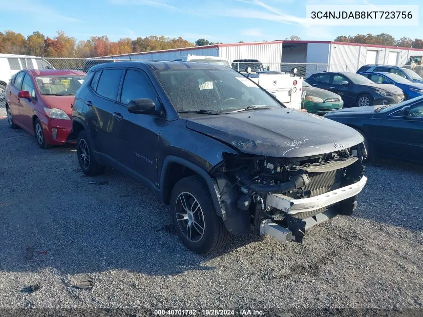 2019 Jeep Compass Sport 4X4 VIN: 3C4NJDAB8KT723756 Lot: 40701782