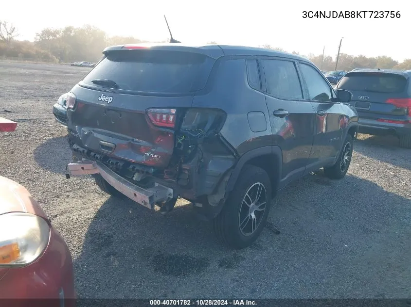 2019 Jeep Compass Sport 4X4 VIN: 3C4NJDAB8KT723756 Lot: 40701782