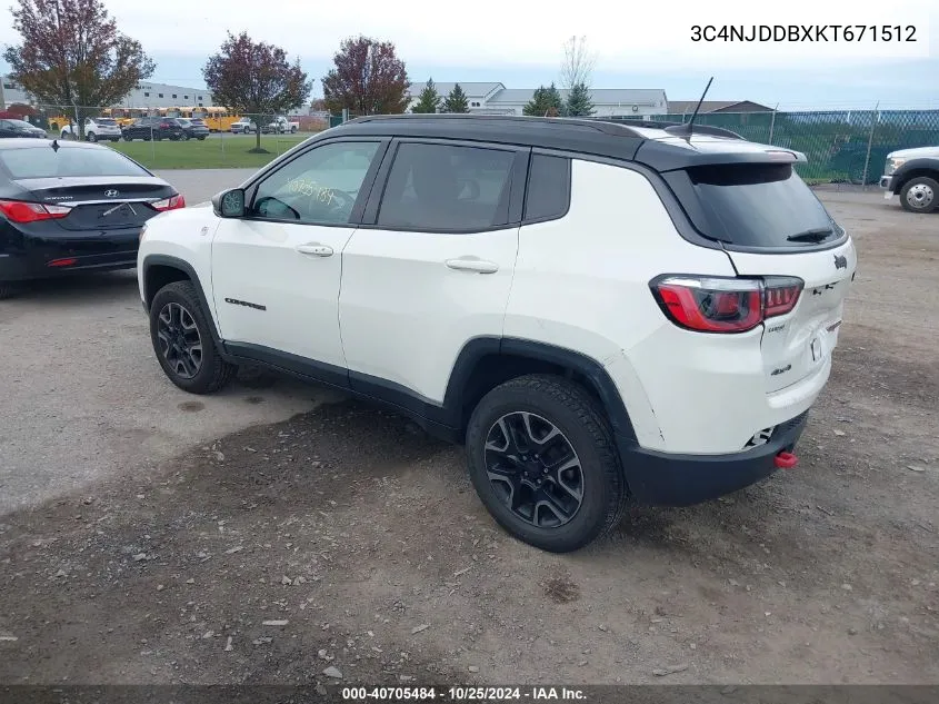 2019 Jeep Compass Trailhawk 4X4 VIN: 3C4NJDDBXKT671512 Lot: 40705484