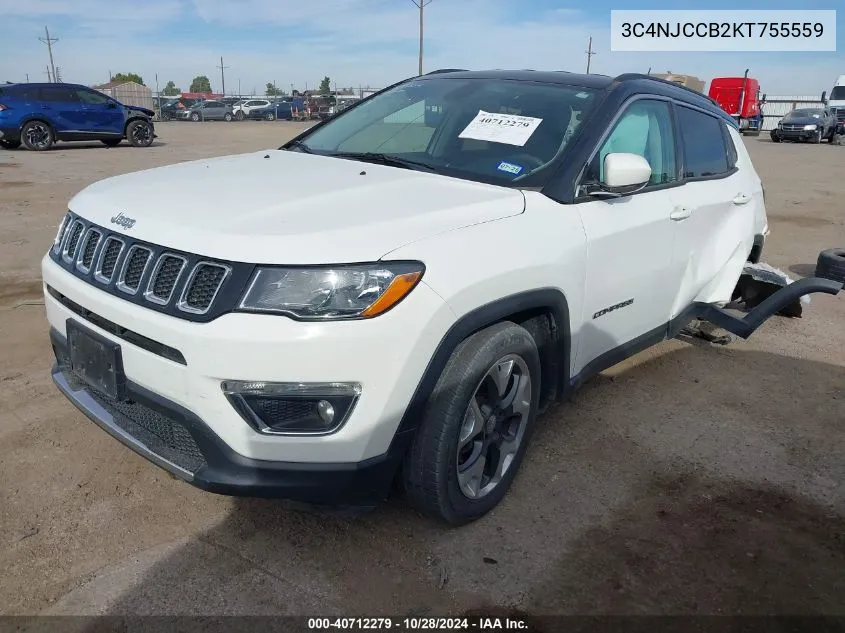 2019 Jeep Compass Limited Fwd VIN: 3C4NJCCB2KT755559 Lot: 40712279