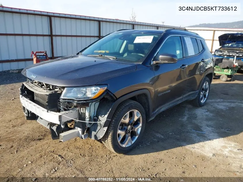 2019 Jeep Compass Limited 4X4 VIN: 3C4NJDCB5KT733612 Lot: 40788252