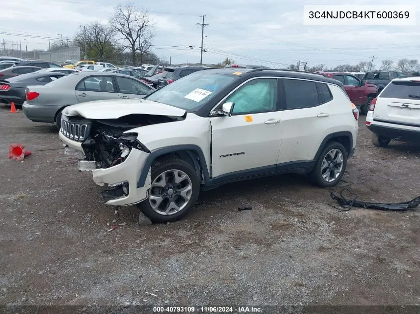 2019 Jeep Compass Limited 4X4 VIN: 3C4NJDCB4KT600369 Lot: 40793109