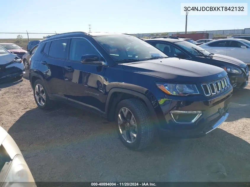 2019 Jeep Compass Limited 4X4 VIN: 3C4NJDCBXKT842132 Lot: 40894004