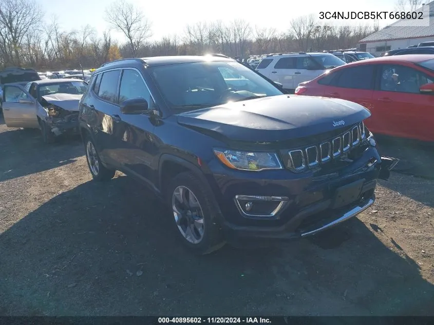 2019 Jeep Compass Limited 4X4 VIN: 3C4NJDCB5KT668602 Lot: 40895602