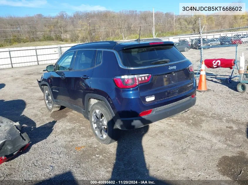 2019 Jeep Compass Limited 4X4 VIN: 3C4NJDCB5KT668602 Lot: 40895602