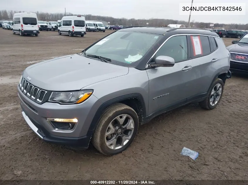 2019 Jeep Compass Limited 4X4 VIN: 3C4NJDCB4KT842546 Lot: 40912202