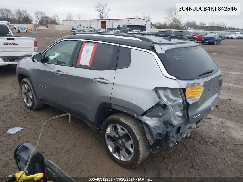 2019 Jeep Compass Limited 4X4 VIN: 3C4NJDCB4KT842546 Lot: 40912202