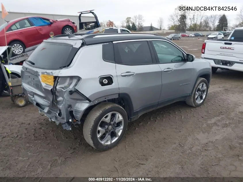 2019 Jeep Compass Limited 4X4 VIN: 3C4NJDCB4KT842546 Lot: 40912202