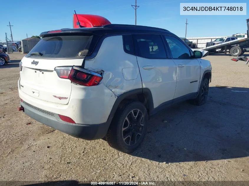 2019 Jeep Compass Trailhawk 4X4 VIN: 3C4NJDDB4KT748018 Lot: 40916087