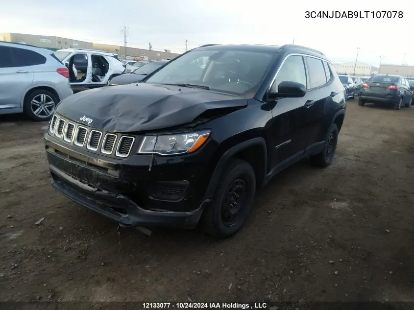 2020 Jeep Compass Sport VIN: 3C4NJDAB9LT107078 Lot: 12133077