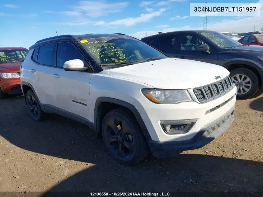 2020 Jeep Compass Latitude VIN: 3C4NJDBB7LT151997 Lot: 12138550