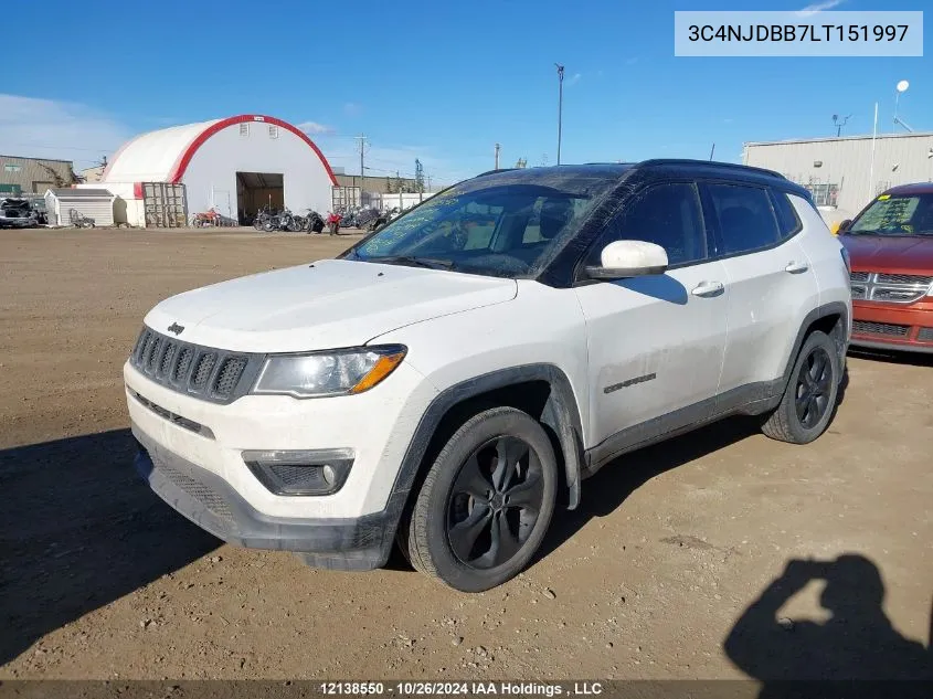 2020 Jeep Compass Latitude VIN: 3C4NJDBB7LT151997 Lot: 12138550