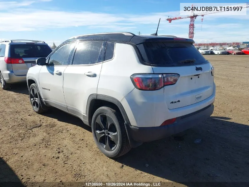 2020 Jeep Compass Latitude VIN: 3C4NJDBB7LT151997 Lot: 12138550