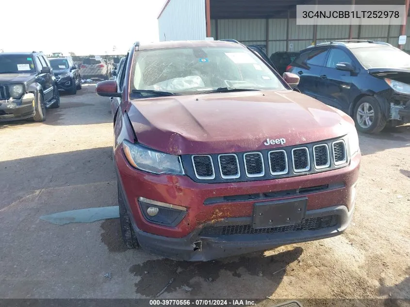 2020 Jeep Compass Latitude Fwd VIN: 3C4NJCBB1LT252978 Lot: 39770556