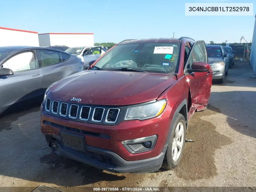 2020 Jeep Compass Latitude Fwd VIN: 3C4NJCBB1LT252978 Lot: 39770556