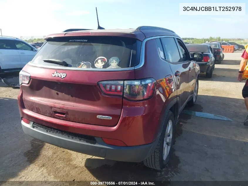 2020 Jeep Compass Latitude Fwd VIN: 3C4NJCBB1LT252978 Lot: 39770556