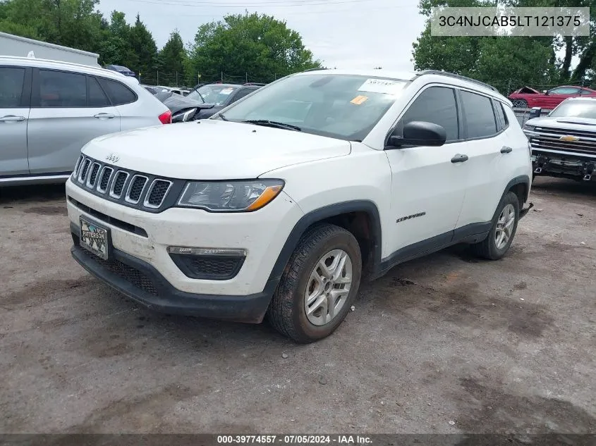 2020 Jeep Compass Sport Fwd VIN: 3C4NJCAB5LT121375 Lot: 39774557