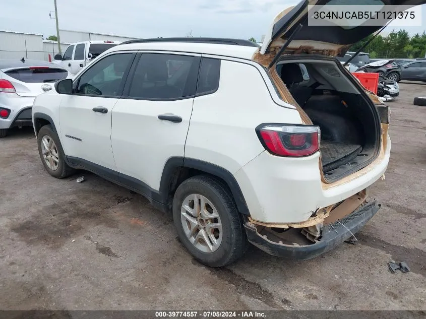 2020 Jeep Compass Sport Fwd VIN: 3C4NJCAB5LT121375 Lot: 39774557