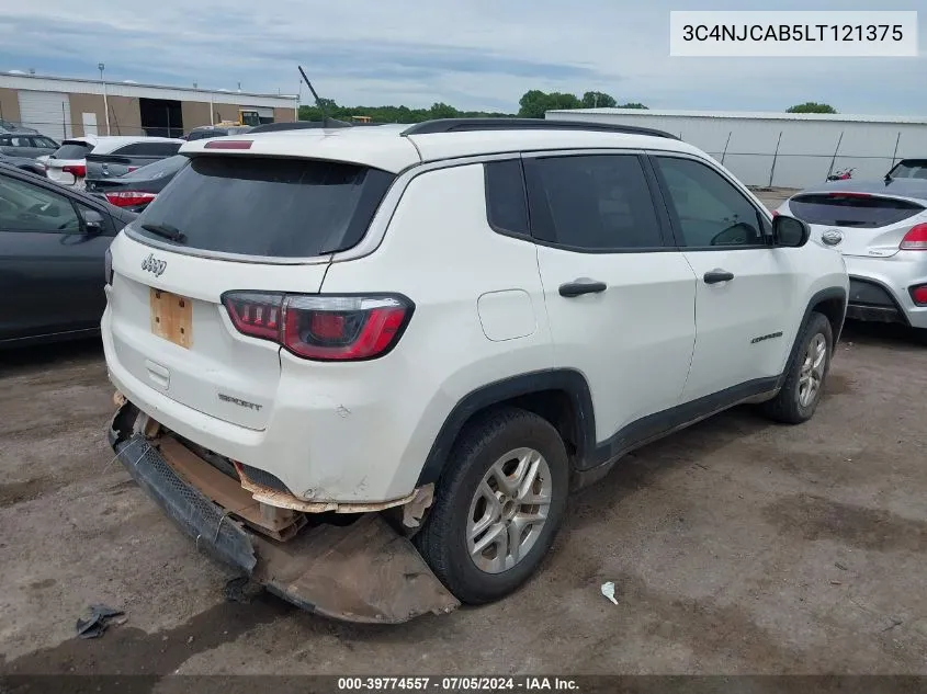 2020 Jeep Compass Sport Fwd VIN: 3C4NJCAB5LT121375 Lot: 39774557