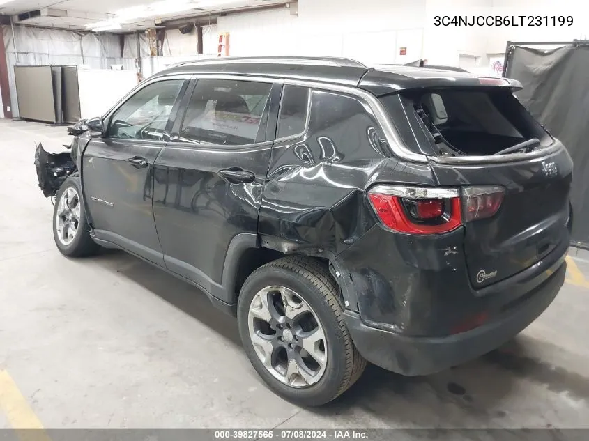 2020 Jeep Compass Limited Fwd VIN: 3C4NJCCB6LT231199 Lot: 39827565