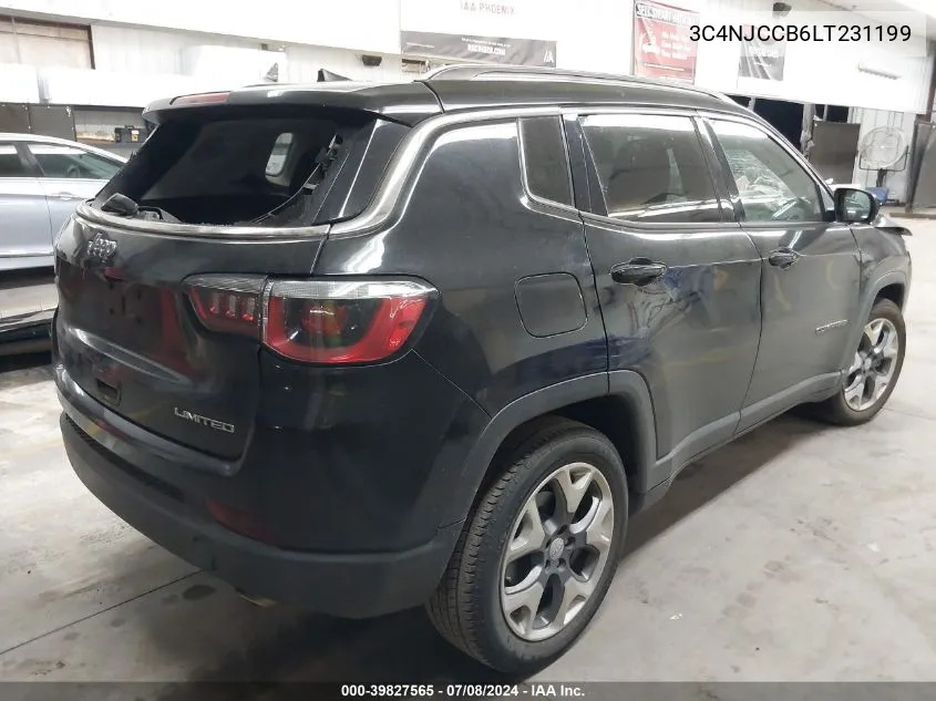 2020 Jeep Compass Limited Fwd VIN: 3C4NJCCB6LT231199 Lot: 39827565