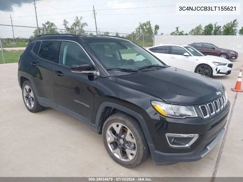 2020 Jeep Compass Limited Fwd VIN: 3C4NJCCB3LT155621 Lot: 39834679