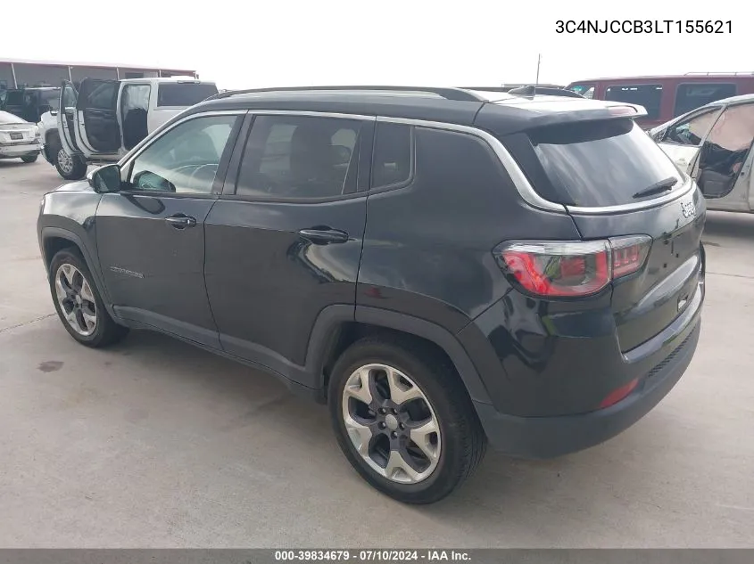 2020 Jeep Compass Limited Fwd VIN: 3C4NJCCB3LT155621 Lot: 39834679