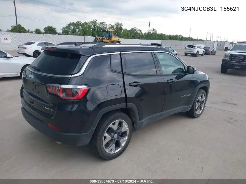 2020 Jeep Compass Limited Fwd VIN: 3C4NJCCB3LT155621 Lot: 39834679