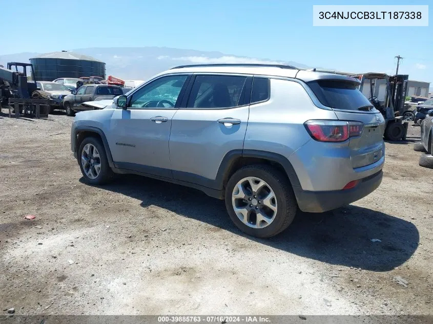 2020 Jeep Compass Limited Fwd VIN: 3C4NJCCB3LT187338 Lot: 39885763