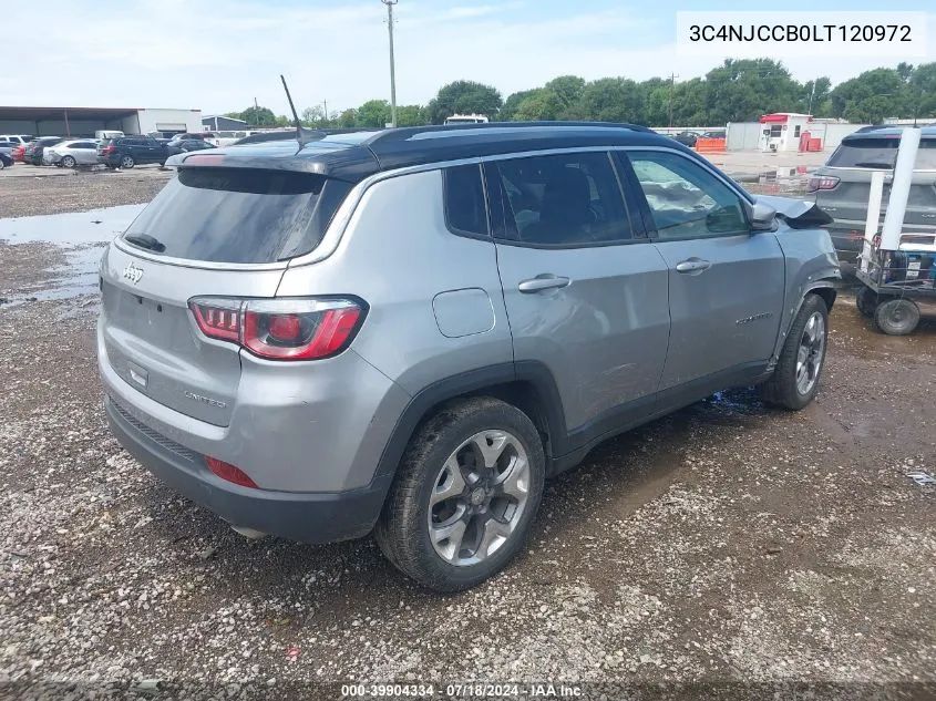 2020 Jeep Compass Limited Fwd VIN: 3C4NJCCB0LT120972 Lot: 39904334