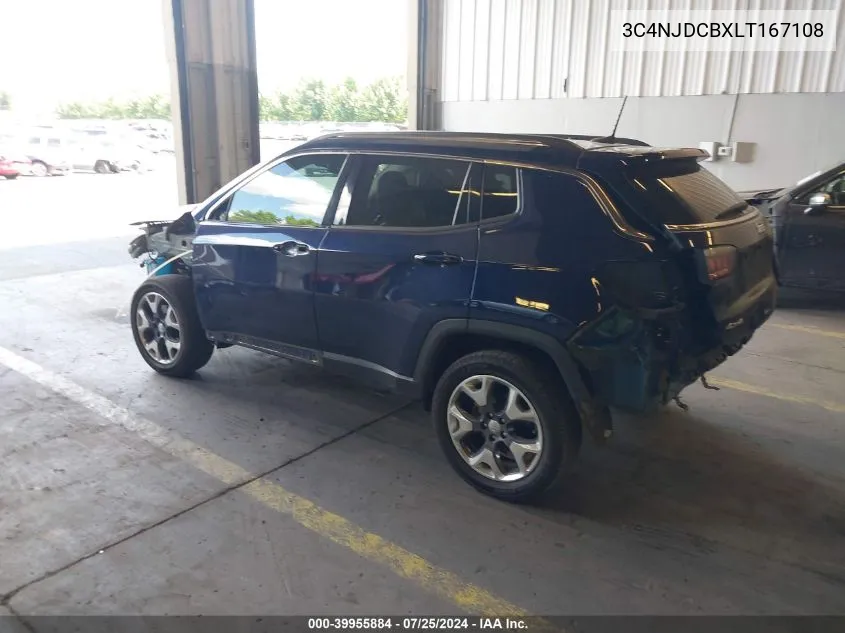 2020 Jeep Compass Limited 4X4 VIN: 3C4NJDCBXLT167108 Lot: 39955884