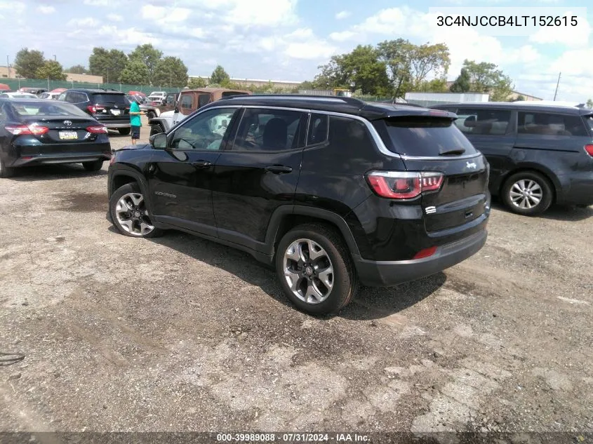 2020 Jeep Compass Limited Fwd VIN: 3C4NJCCB4LT152615 Lot: 39989088