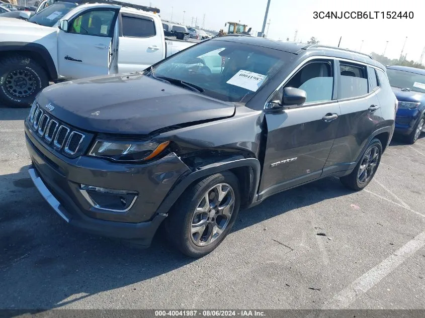 2020 Jeep Compass Limited Fwd VIN: 3C4NJCCB6LT152440 Lot: 40041987