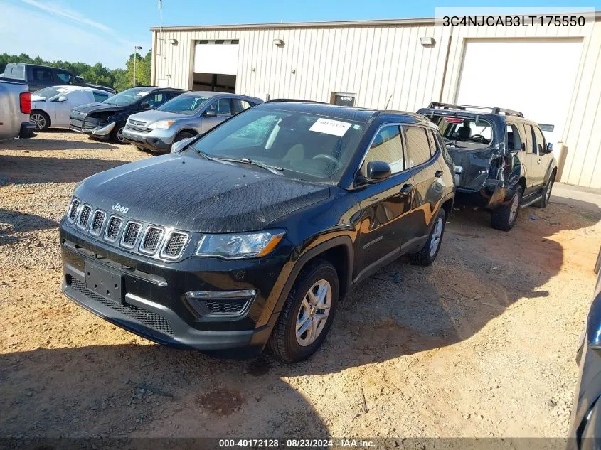 2020 Jeep Compass Sport Fwd VIN: 3C4NJCAB3LT175550 Lot: 40172128