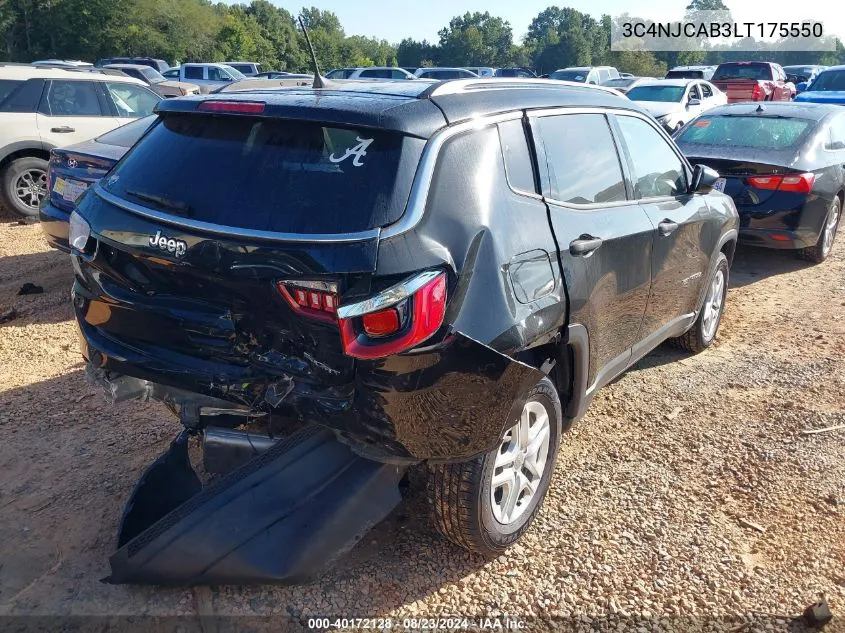 2020 Jeep Compass Sport Fwd VIN: 3C4NJCAB3LT175550 Lot: 40172128