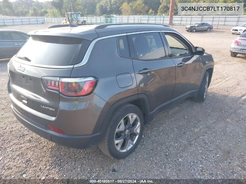 2020 Jeep Compass Limited Fwd VIN: 3C4NJCCB7LT170817 Lot: 40180517